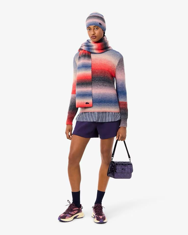 Maglia Lacoste girocollo in misto lana multicolor donna
