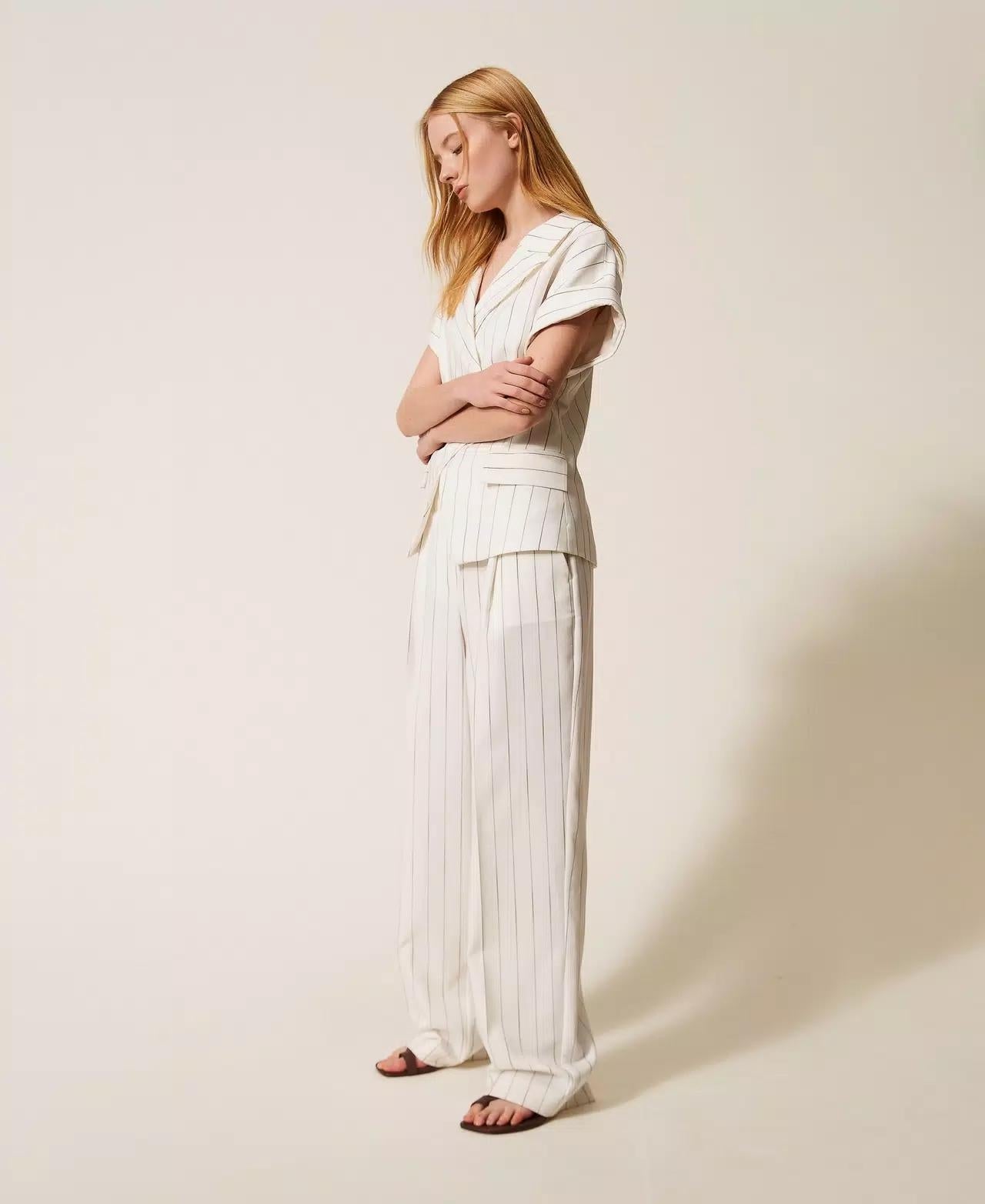 Pantalone Twinset Actitude fluido gessato donna