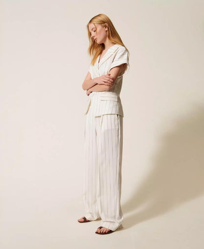 Pantalone Twinset Actitude fluido gessato donna