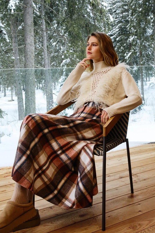 Maglia Nenette in lana e cashmere con dettagli decorativi e piume