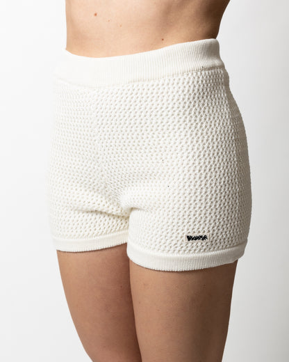 Short Disclaimer in maglia traforata donna