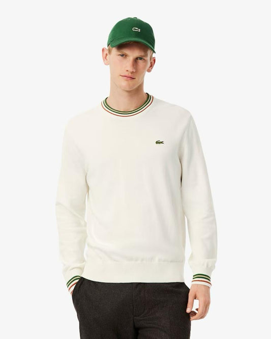 Maglia Lacoste girocollo con strisce a contrasto uomo