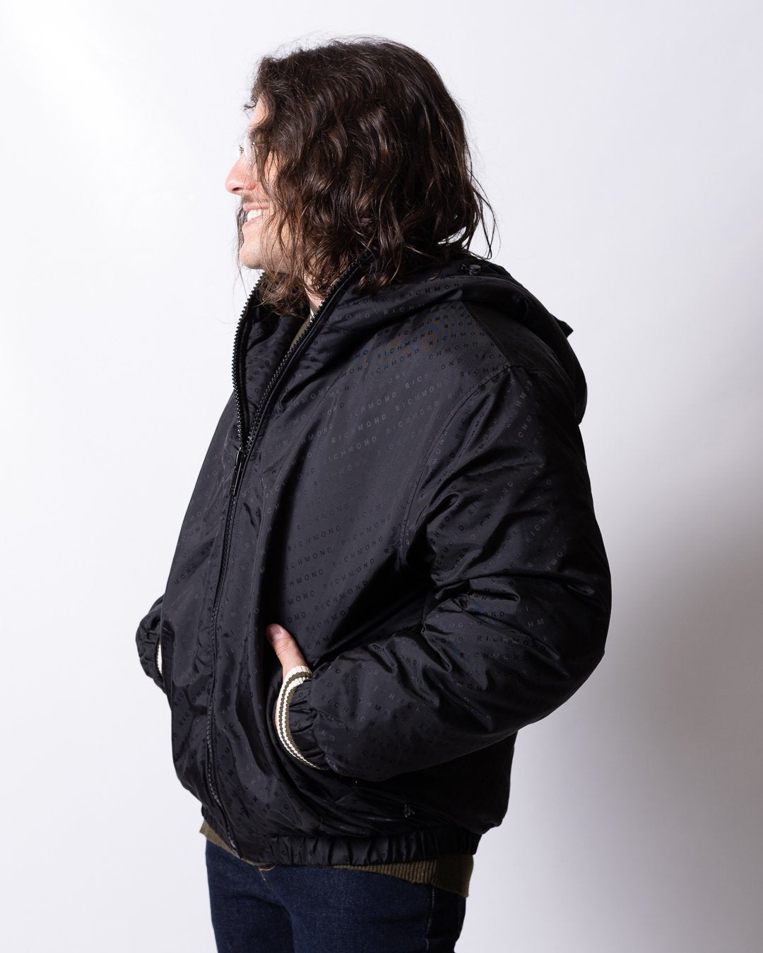 Giubbotto Richmond X in nylon con logo all-over uomo