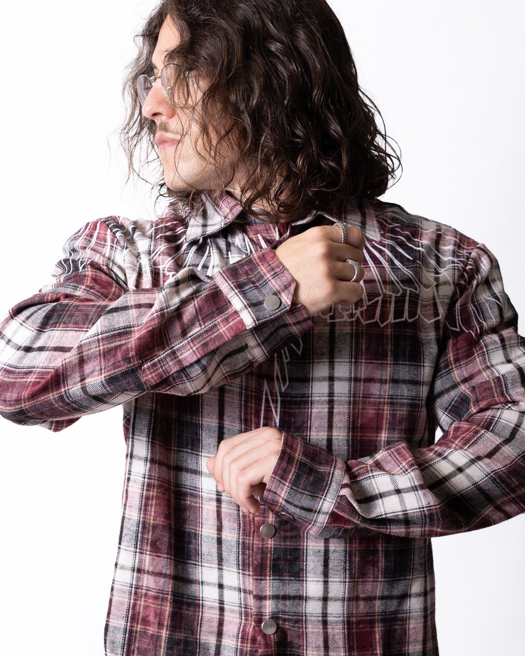 Camicia Marcelo Burlon a quadri in flanella "Icon Wings" uomo