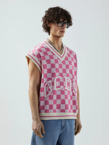 Gilet GCDS con scacchi all-over e ricamo uomo