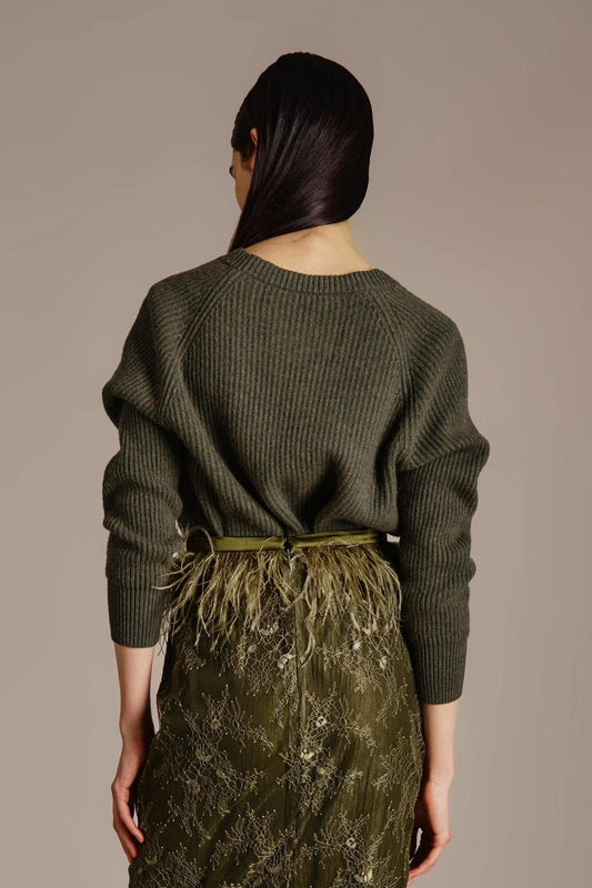 Cardigan Nenette in lana e cashmere con lavorazione a coste