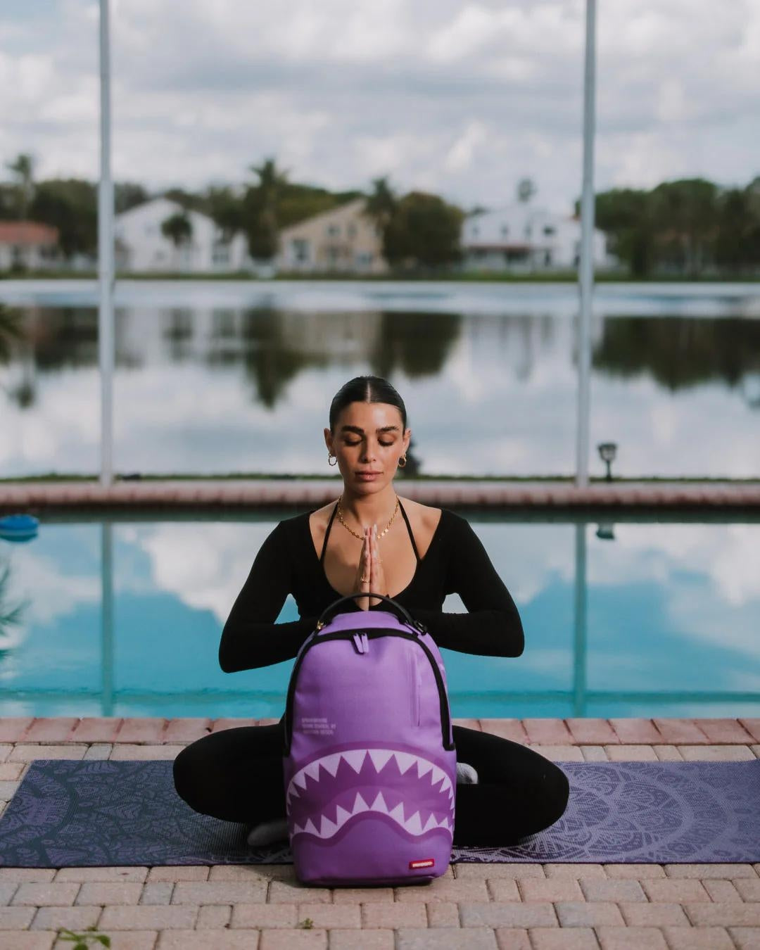 Zaino Sprayground viola Purple shark central dlxsv backpack