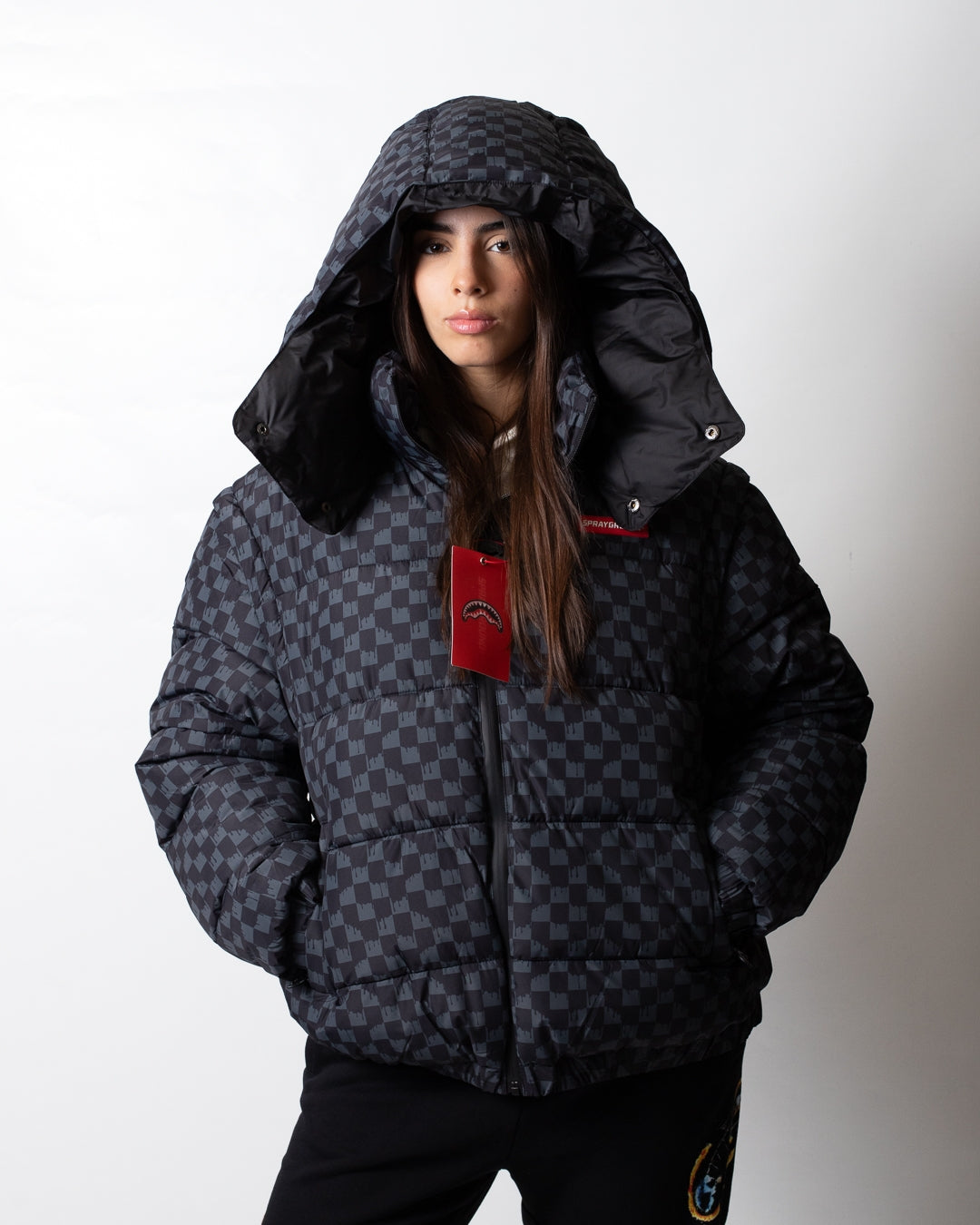 Giubbotto Sprayground puffer con cappuccio e maniche staccabili