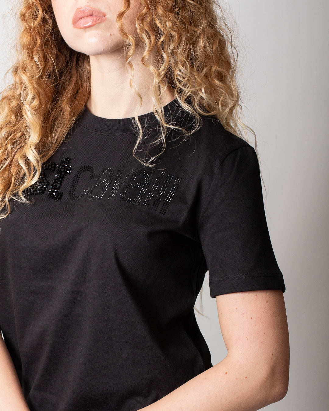 T-Shirt Just Cavalli "Logo beads strass" donna