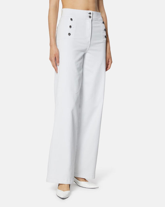 Jeans Silvian Heach a palazzo con bottoni dorati donna