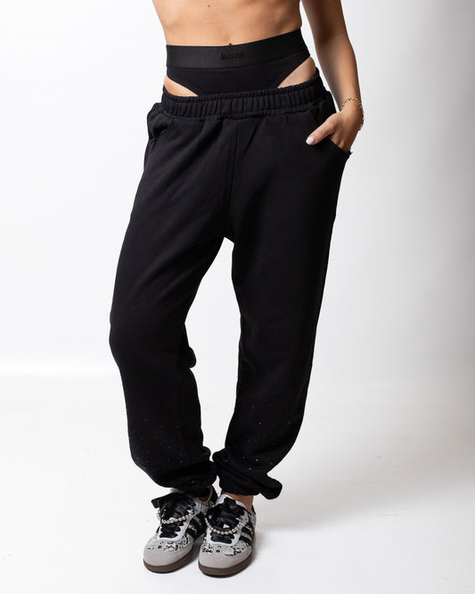 Pantalone Disclaimer in felpa con fascia logata donna