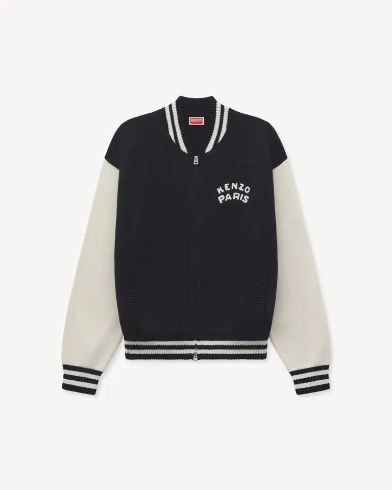 Cardigan Kenzo Paris full zip con maxi ricamo sul retro