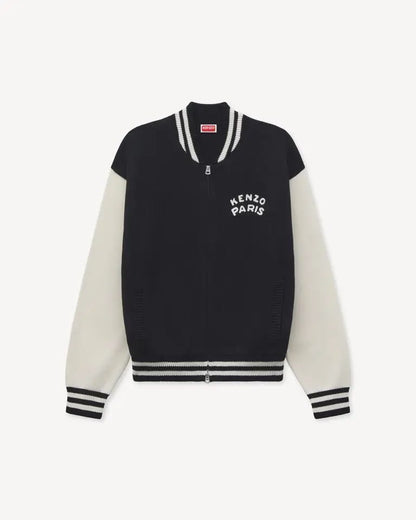 Cardigan Kenzo Paris full zip con maxi ricamo sul retro