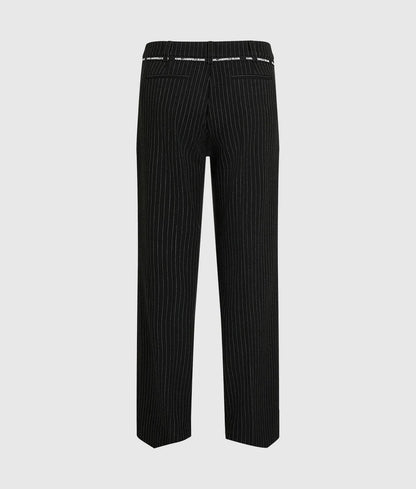 Pantalone Karl Lagerfeld Jeans gessato con cinturina logata a contrasto