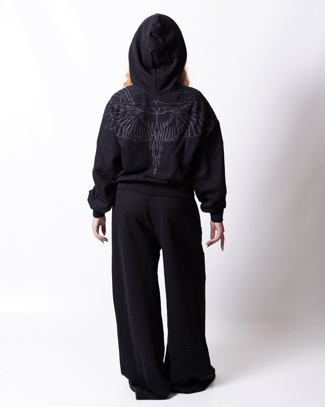 Felpa County of Milan full zip con cappuccio e grafica brillantinata sul retro