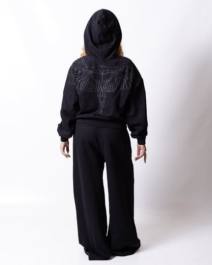 Felpa County of Milan full zip con cappuccio e grafica brillantinata sul retro