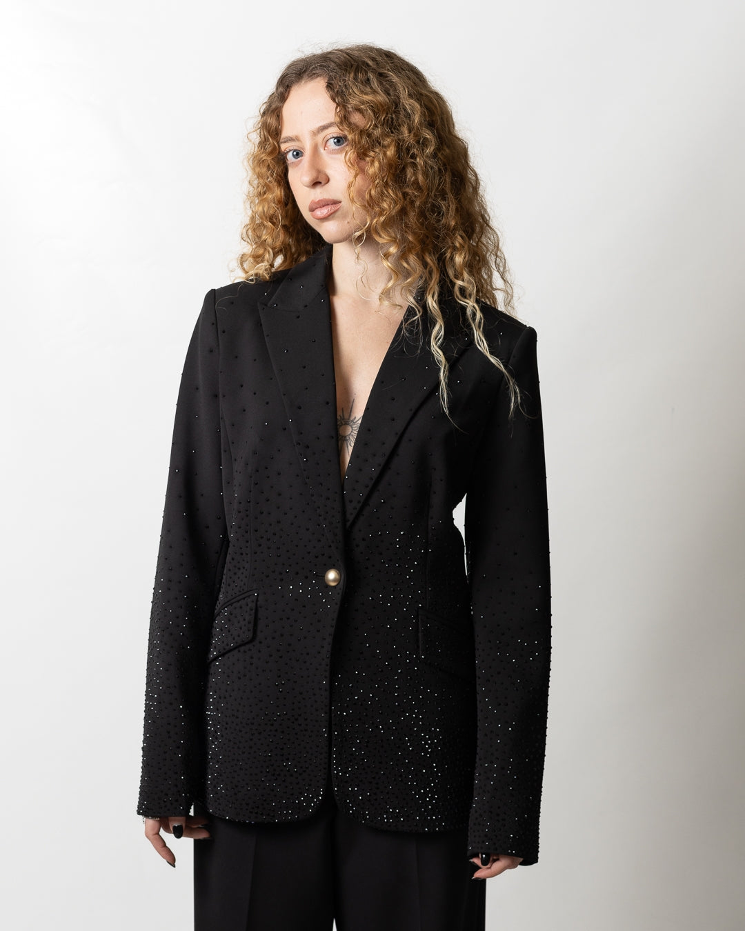 Giacca blazer Nenette monopetto con strass donna
