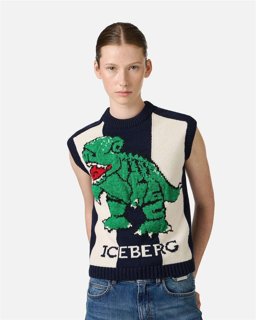 Gilet Iceberg in maglia con ricamo donna