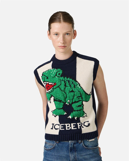 Gilet Iceberg in maglia con ricamo donna
