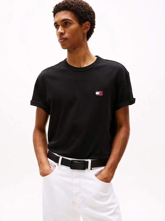 T-Shirt Tommy Jeans basic con bandiera ricamata uomo