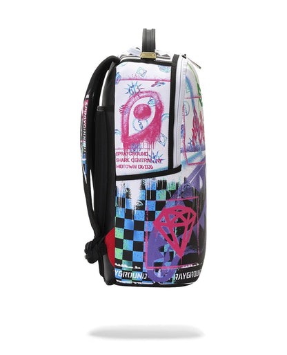 Zaino Sprayground bianco STENCIL SHARK ATTACK BLACK AND WHITE SPLIT BACKPACK