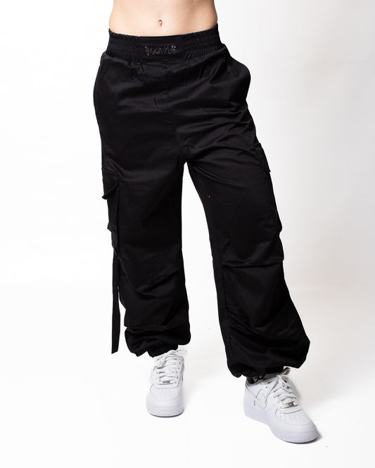 Pantalone Disclaimer cargo logo con strass donna