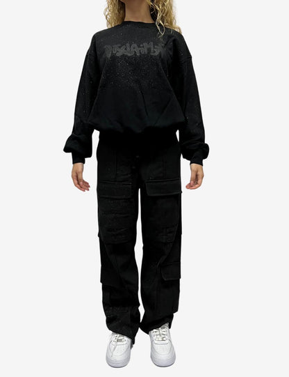 Felpa Disclaimer girocollo con brillantini e logo donna