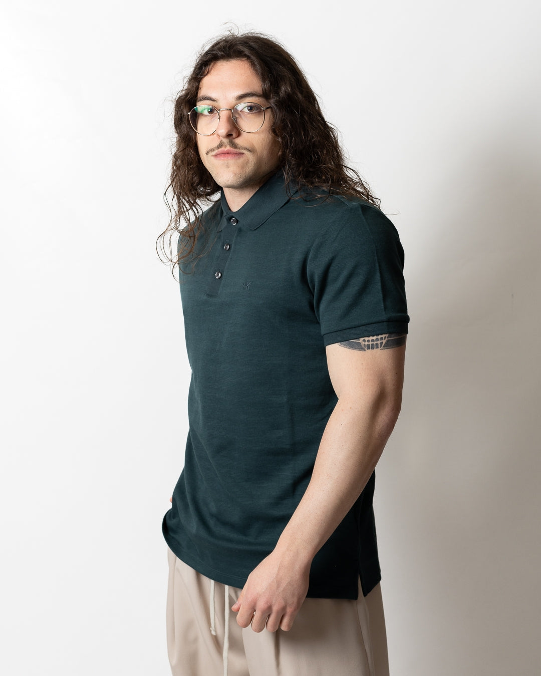 Polo Calvin Klein classic tonal monogram uomo