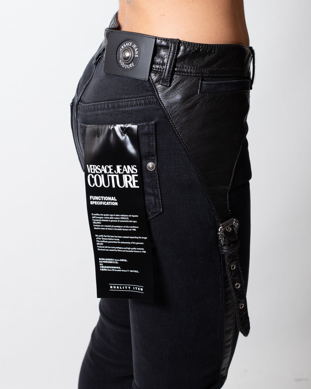 Jeans Versace Jeans Couture slim con dettagli in pelle donna