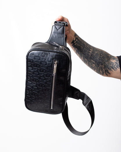 Tracolla GCDS in pelle con logo all-over