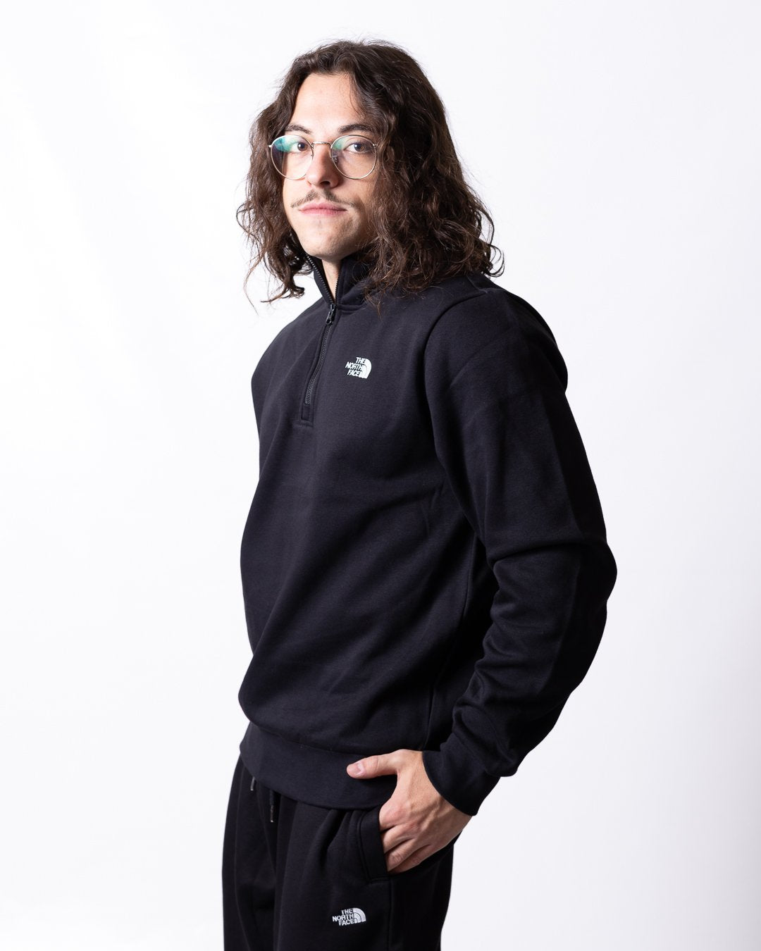 Felpa The North Face mezza zip con logo ricamato uomo