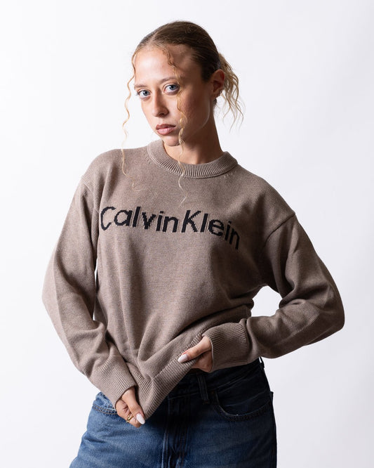 Maglia Calvin Klein girocollo con logo jacquard donna