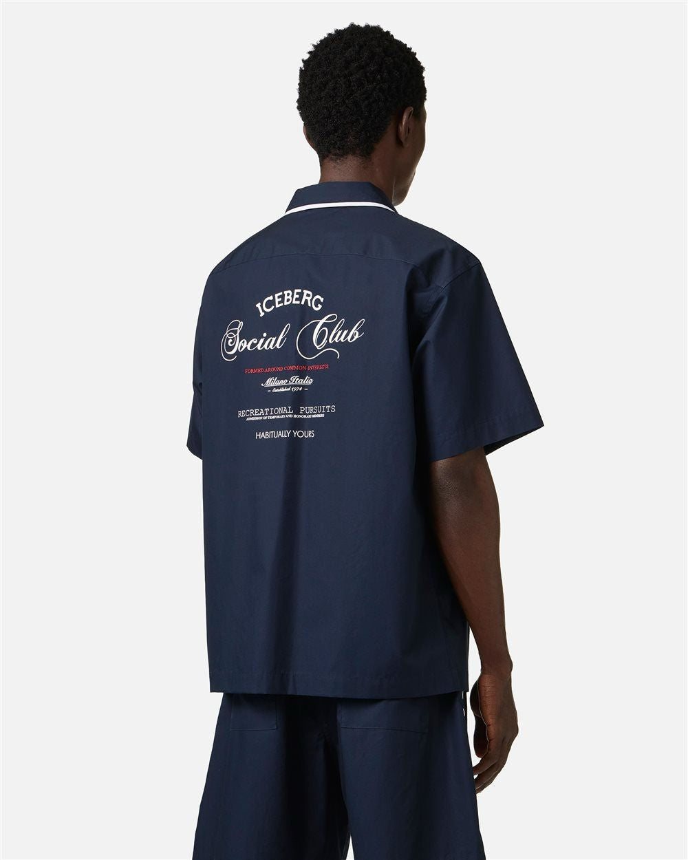 Camicia Iceberg con ricamo e stampa uomo