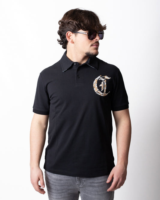 Polo Just Cavalli in piquet "Flower Embroidery" uomo
