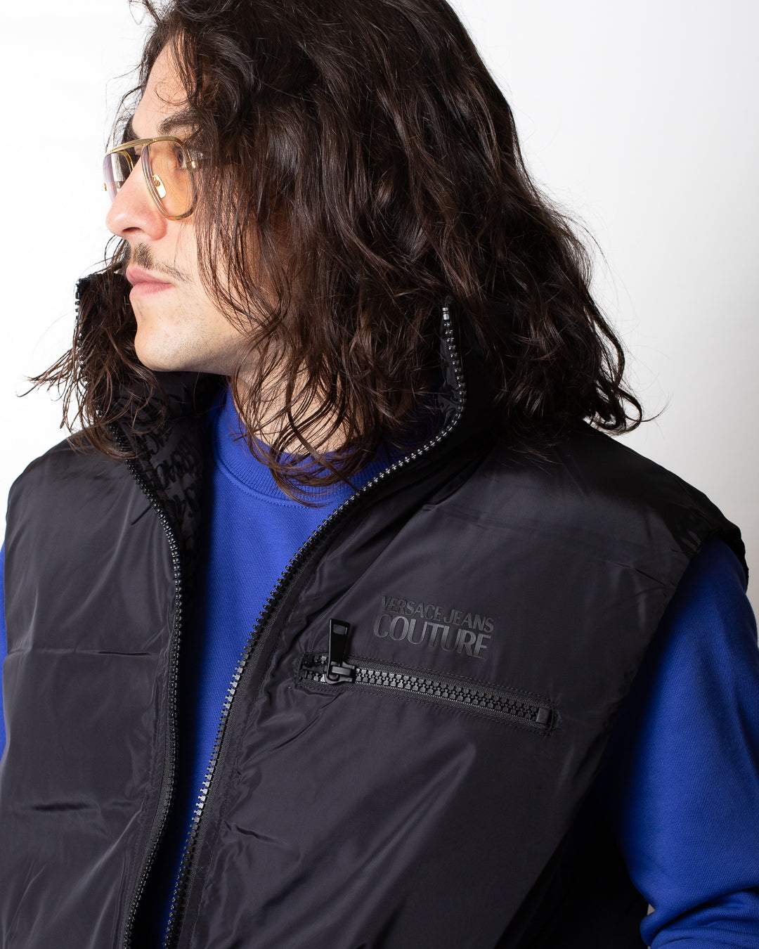 Gilet Versace Jeans Couture reversibile con logo all-over uomo