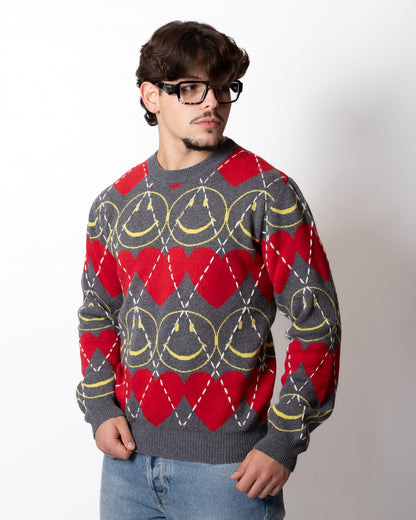 Maglia Moschino "Smiley Capsule" girocollo con ricami all-over