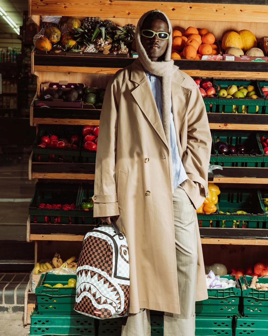 Zaino Sprayground marrone "CREAM AND BROWN TEAR CHECK BACKPACK"