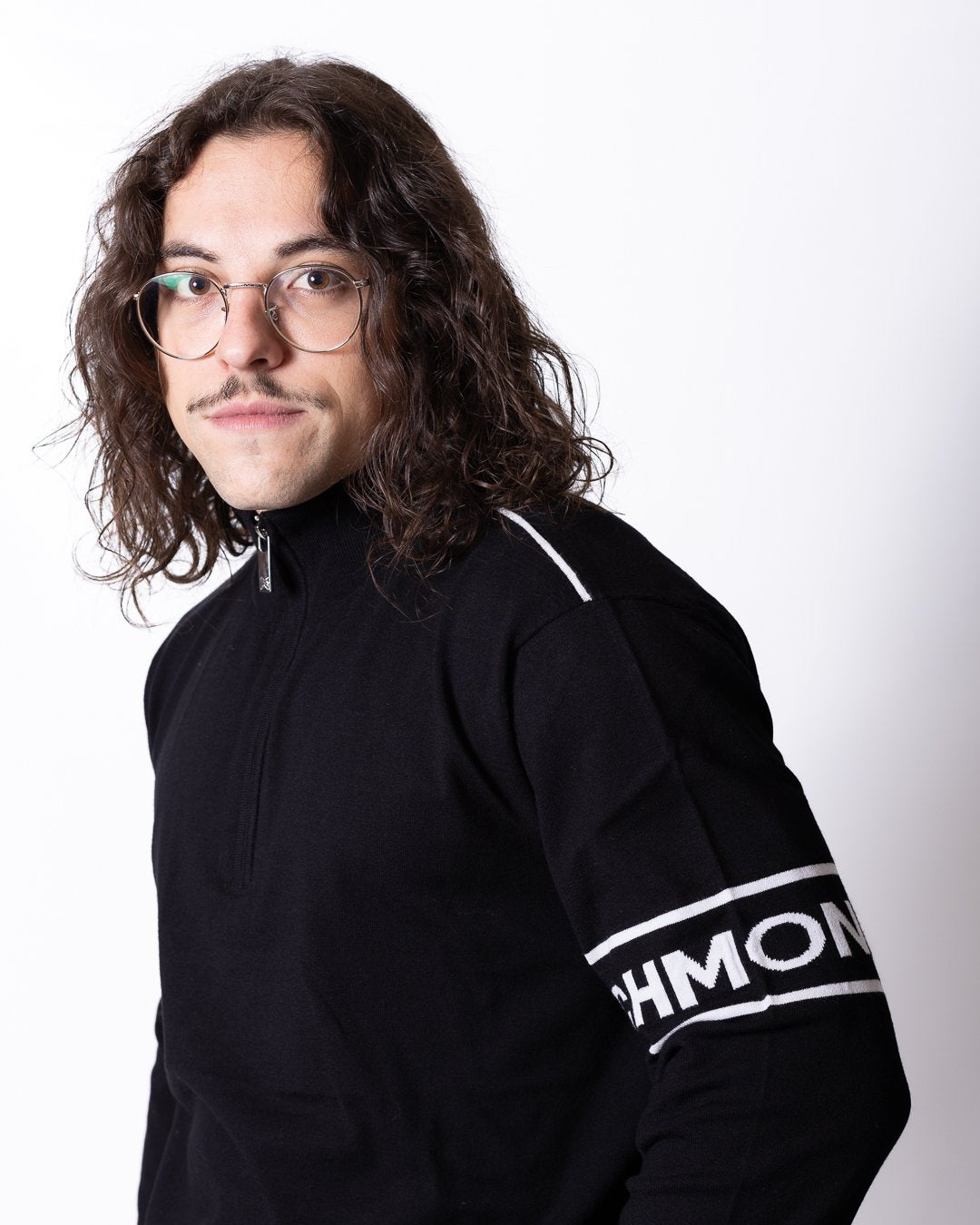 Maglia Richmond X mezza zip con logo a contrasto