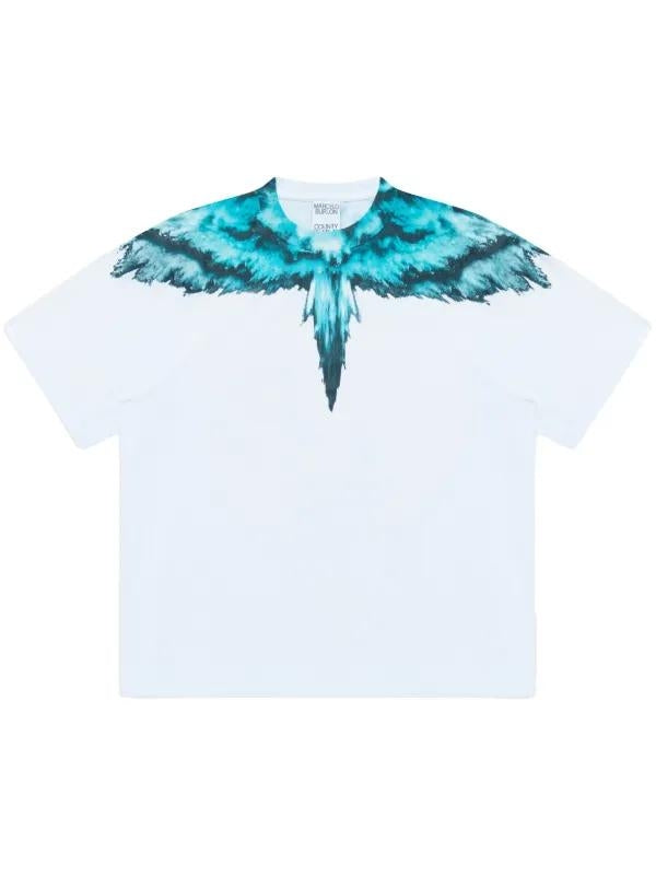T-Shirt Marcelo Burlon "Colordust Wings Turquoise White" uomo