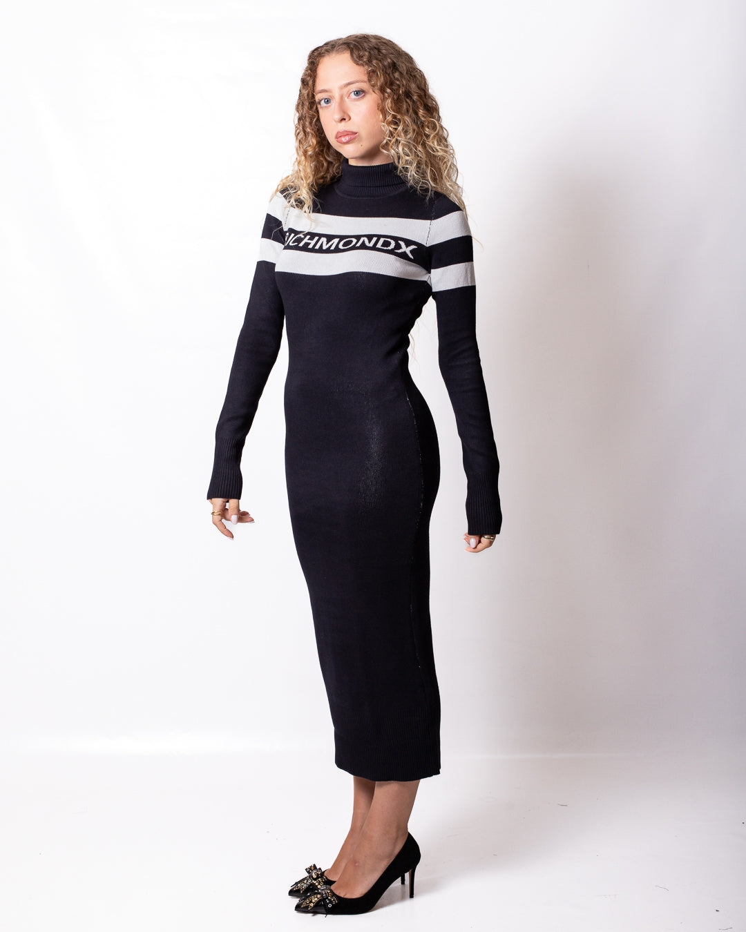 Abito Richmond X lungo in maglia con banda logata donna