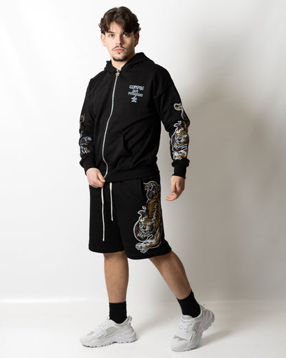 Felpa Comme des Fuckdown fullzip con cappuccio e stampe uomo