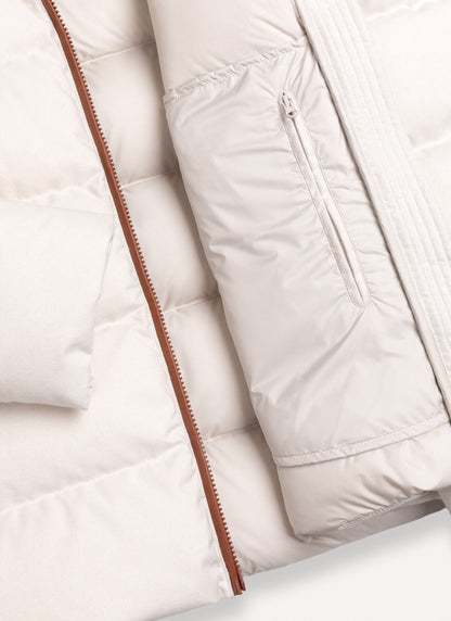 Giubbotto Colmar "Flannel Hooded Down Jacket" con dettagli e logo in pelle