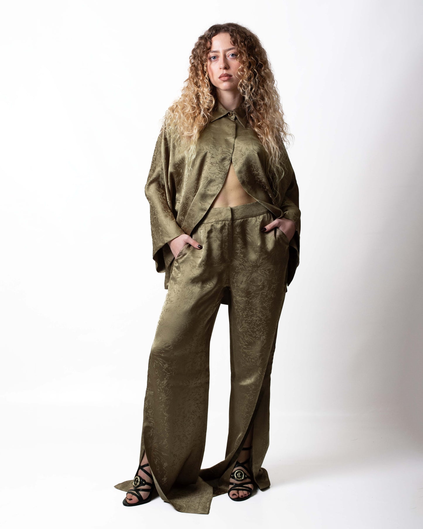 Camicia Nenette in viscosa con stampa jacquard donna