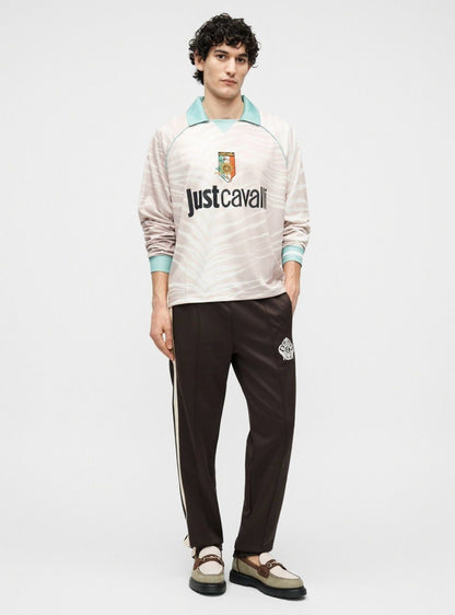 Polo Just Cavalli manica lunga con stampa e logo ricamato, long sleeve