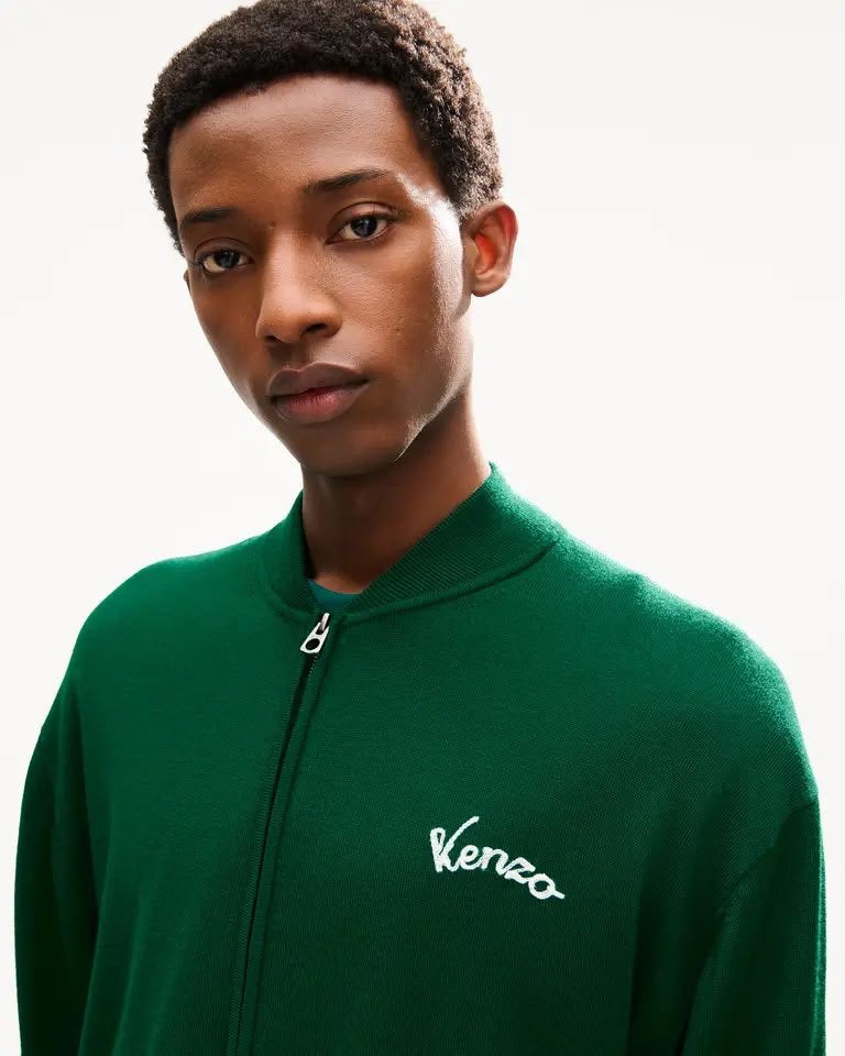 Cardigan Kenzo Paris in lana full zip con maxi ricamo sul retro