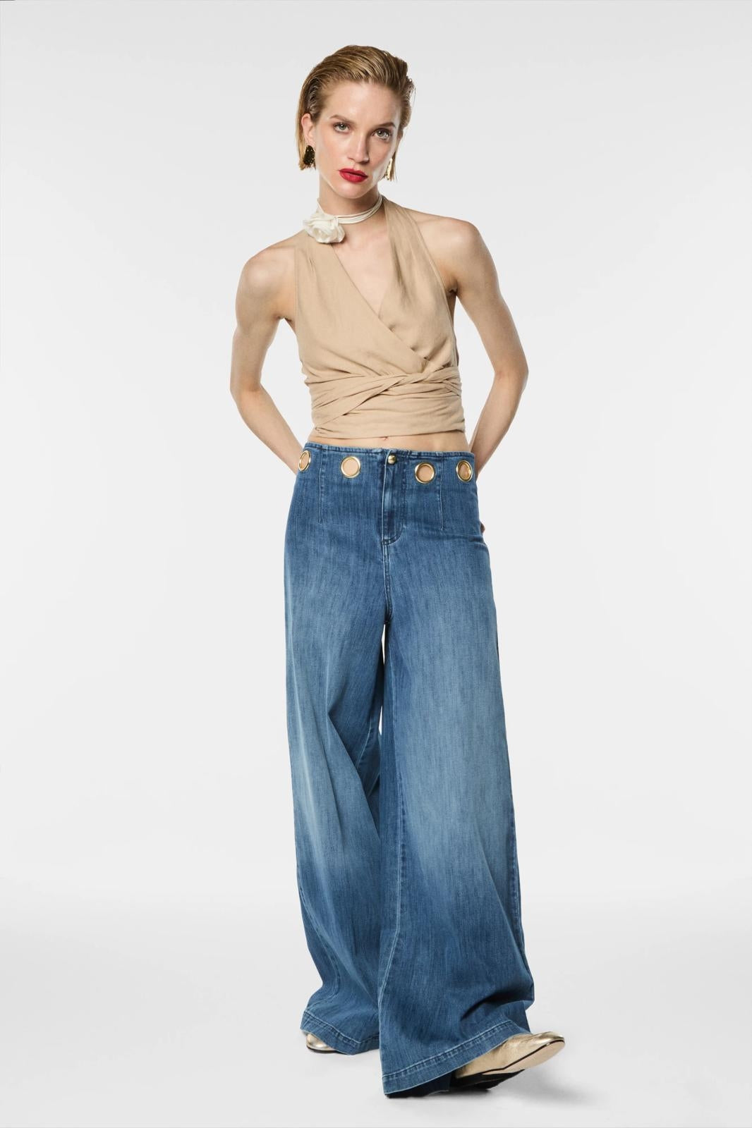 Jeans Nenette wide leg con dettagli cut-out donna