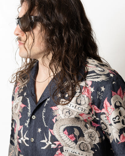 Camicia John Richmond in seta con stampa all-over uomo