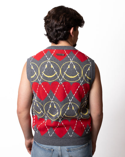 Gilet Moschino "Smiley Capsule" girocollo con ricami all-over