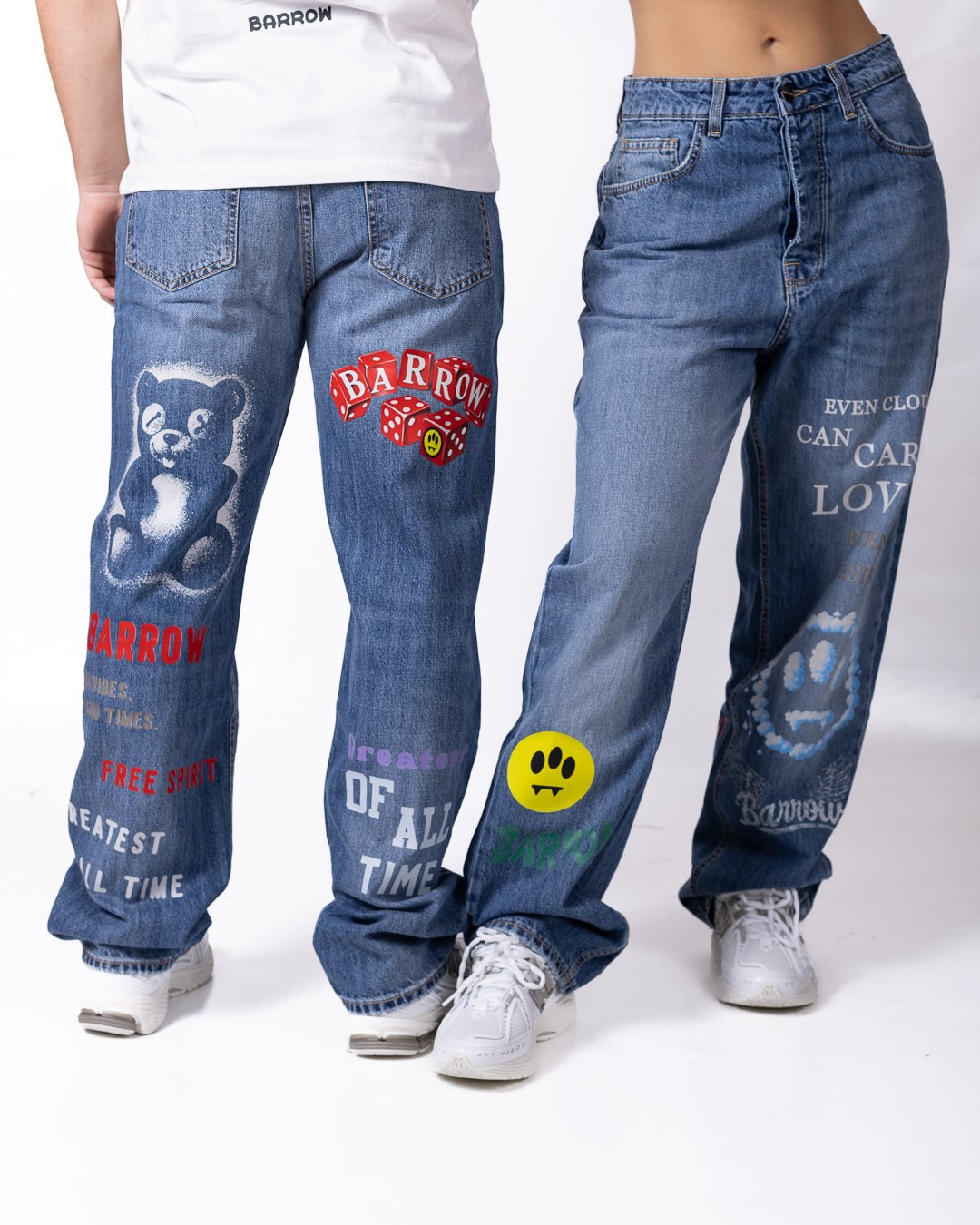 Jeans Barrow con patch logo e stampe decorative