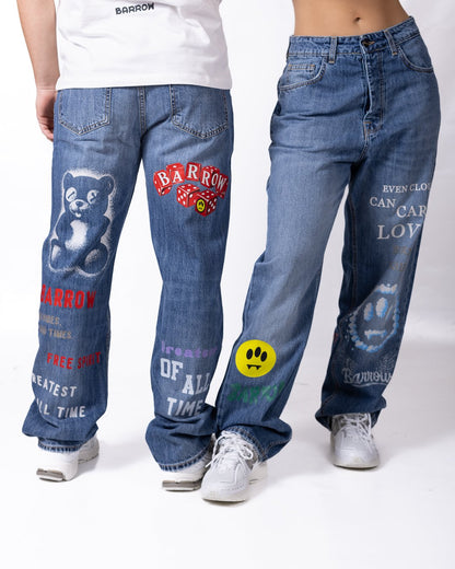 Jeans Barrow con patch logo e stampe decorative